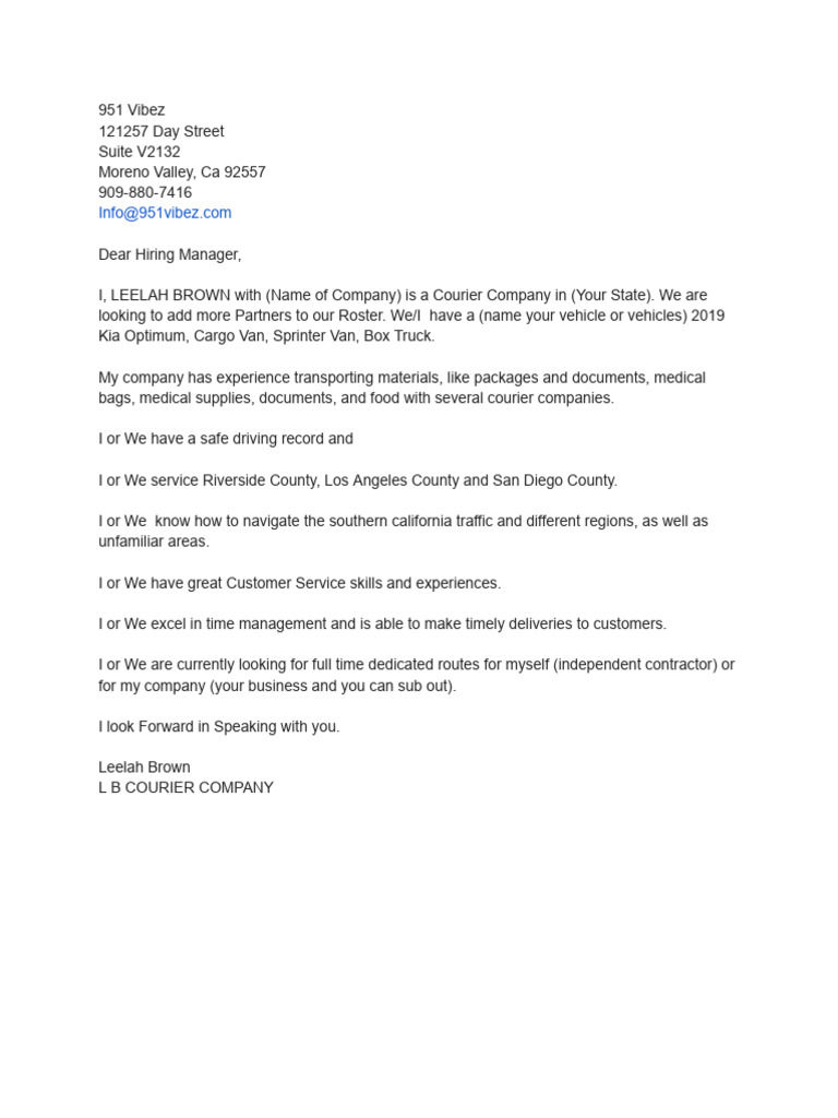 Courier Email Script | PDF