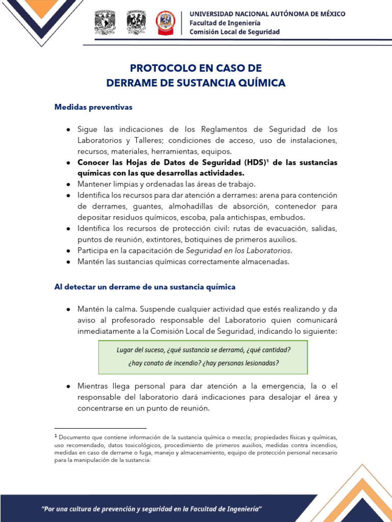 Protocolo en Caso de Derrame de Sustancia Química: Medidas Preventivas ...