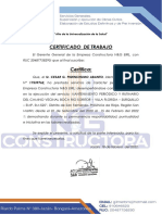 Certificado de Trabajo Cesar Piminchumo Abanto