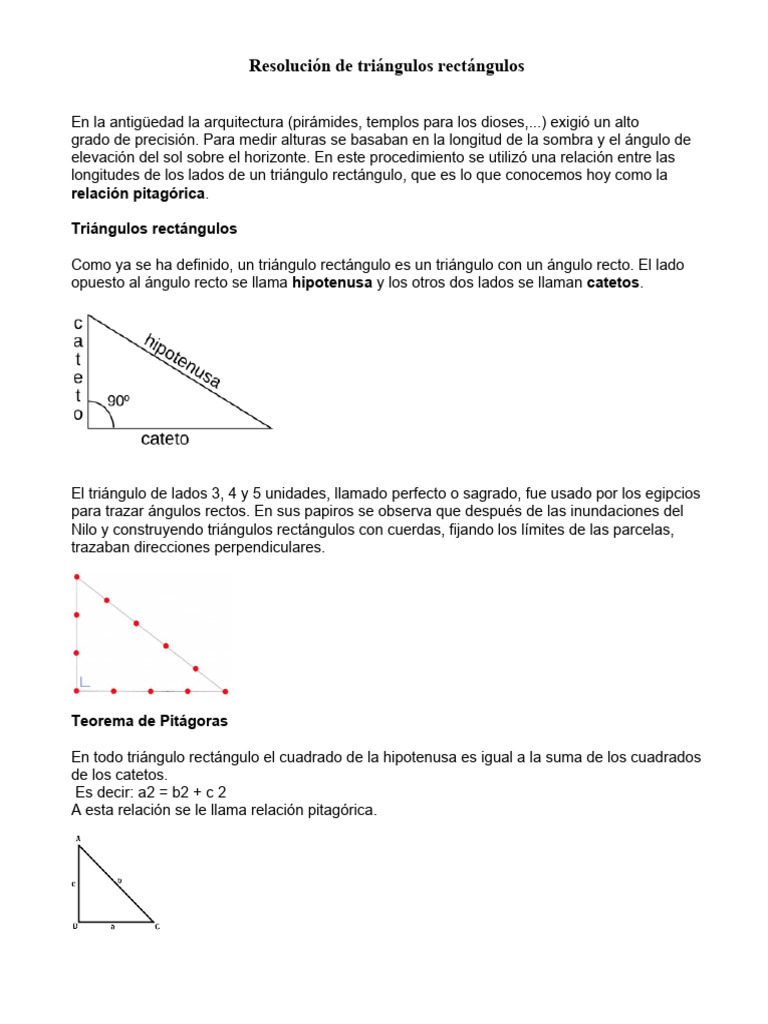 Resolución de Triángulos Rectángulos | PDF | Triángulo | Funciones ...