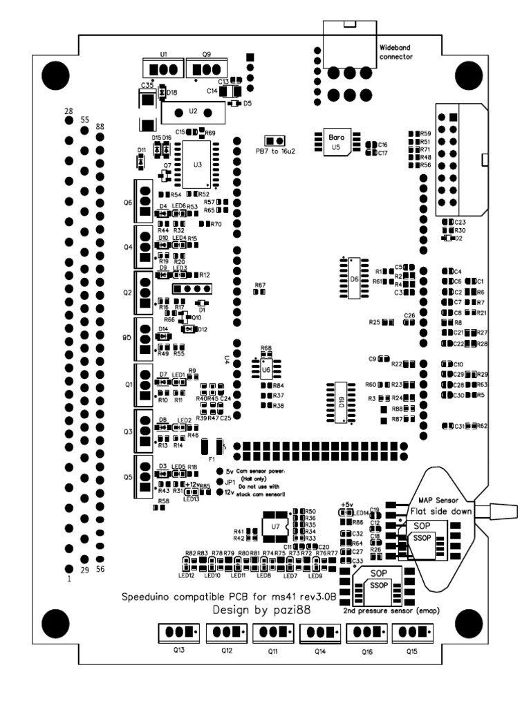 Component Layout Speeduino Compatible PCB For m52 Rev3.0B | PDF