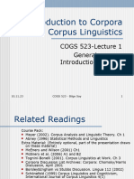 1.? Introduction To Corpora and Corpus Linguistics. General Introduction