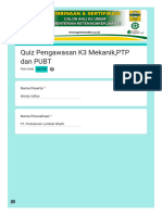 Quiz 3 - Pengawasan K3 Mekanik, PTP Dan PUBT