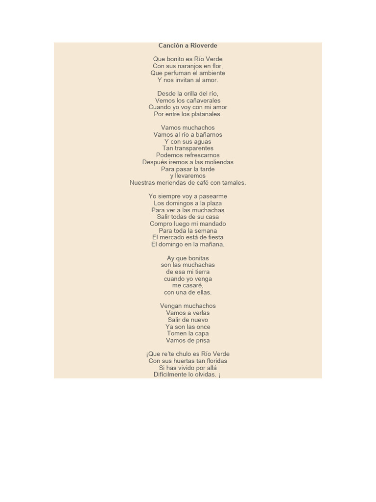Himno a Río Verde: Bellezas y Tradiciones | PDF