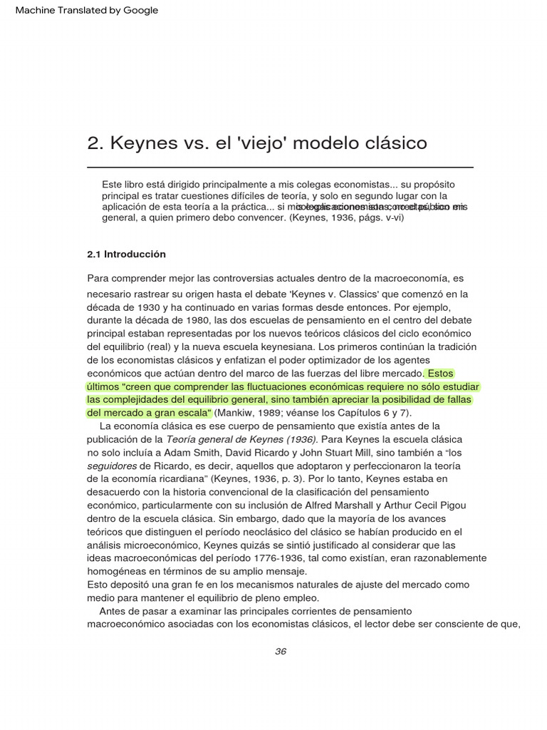Snowdon y Vane (2005) Cap. 2. Keynes V Old Classical Model Español