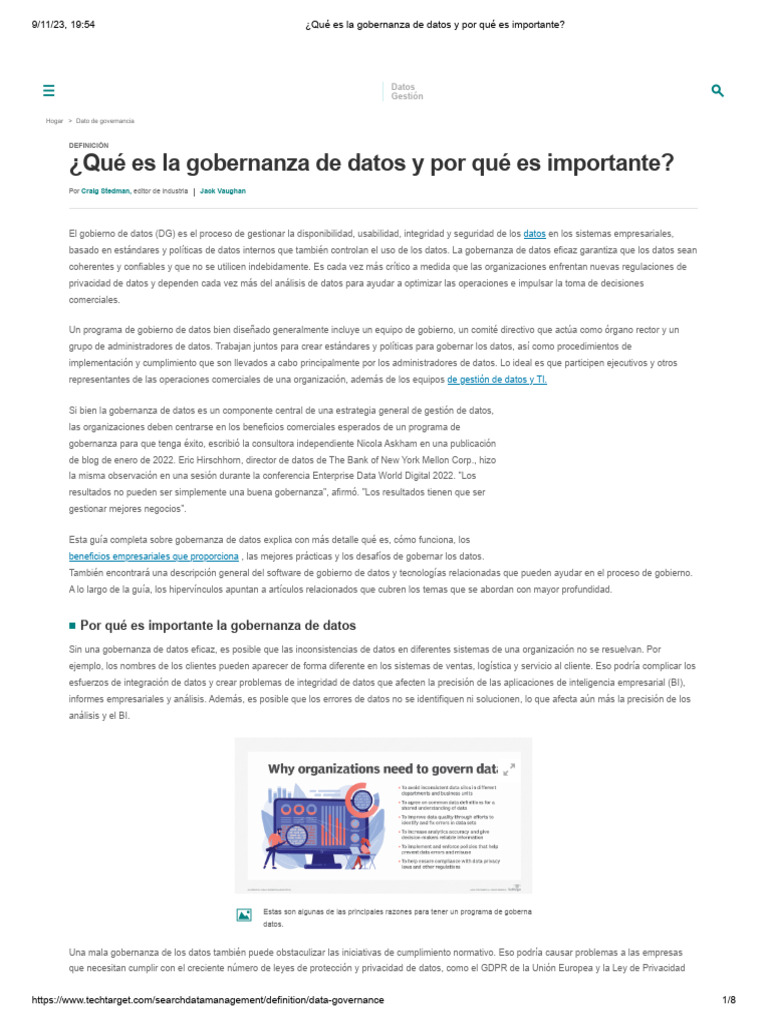 Importancia de la Gobernanza de Datos | PDF | Gobernancia | Big Data