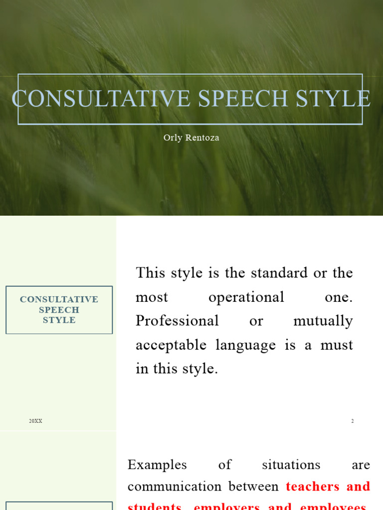 Consultative Speech Style PDF Speech Communication
