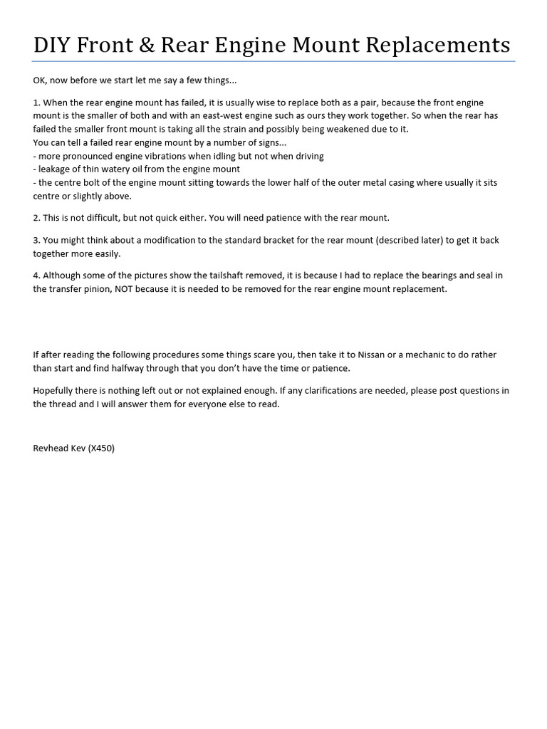 DIYT30 Engine Mounts PDF Vehicles Tools