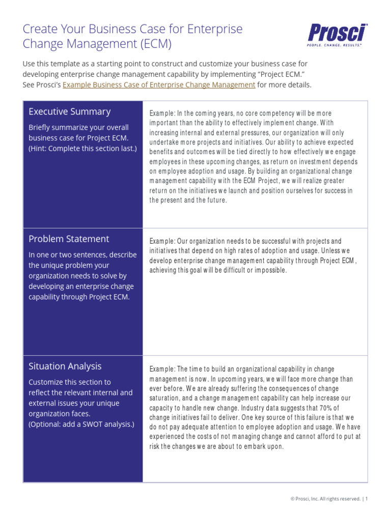 Business Case For ECM PDF Change Management Goal