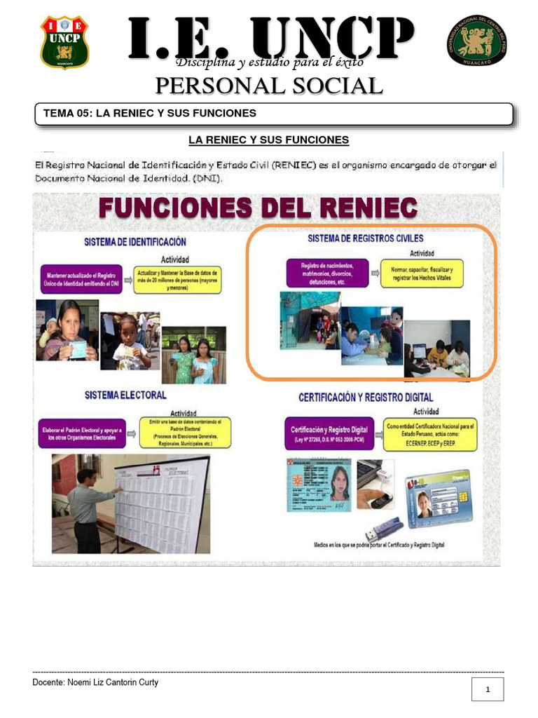 La reniec y sus funciones pdf