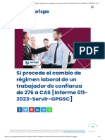 Sí Procede El Cambio de Régimen Laboral de Un Trabajador de Confianza de 276 A CAS (Informe 011-2023-Servir-GPGSC) - Juris - Pe