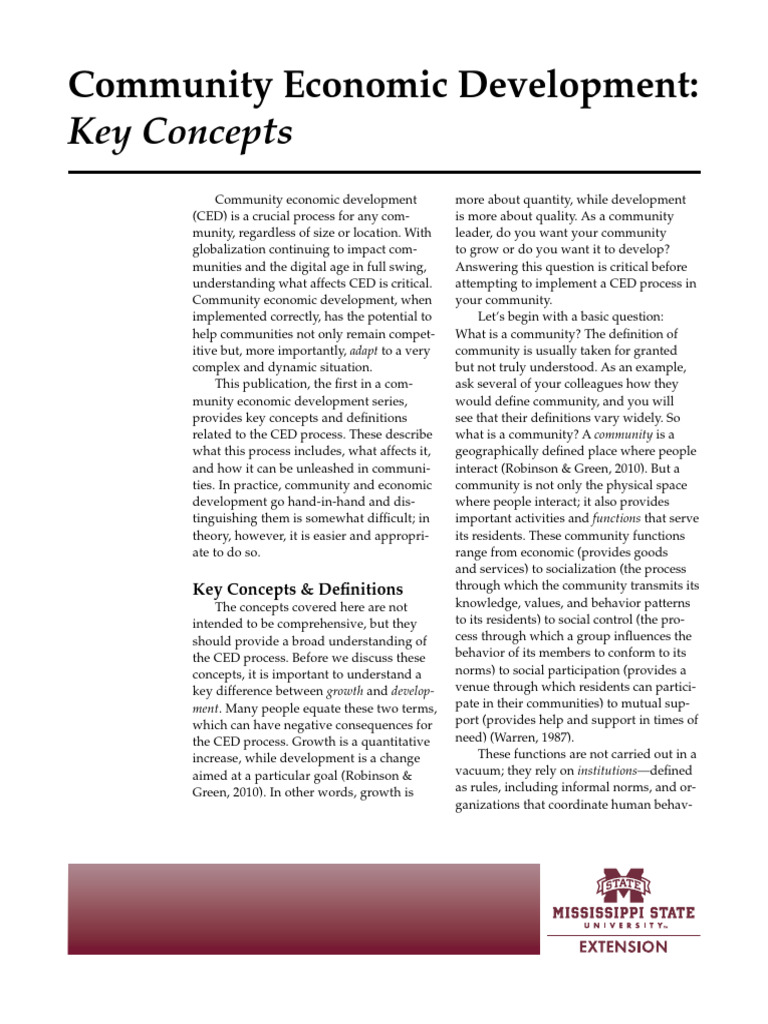 Key Concepts In Community Economic Development Pdf Community