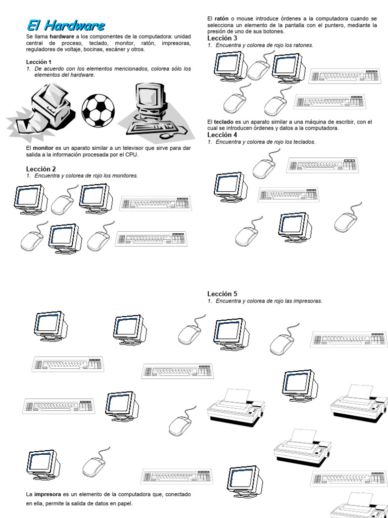 Dibujo y Coloreo del Hardware Infantil | PDF | Hardware de la ...