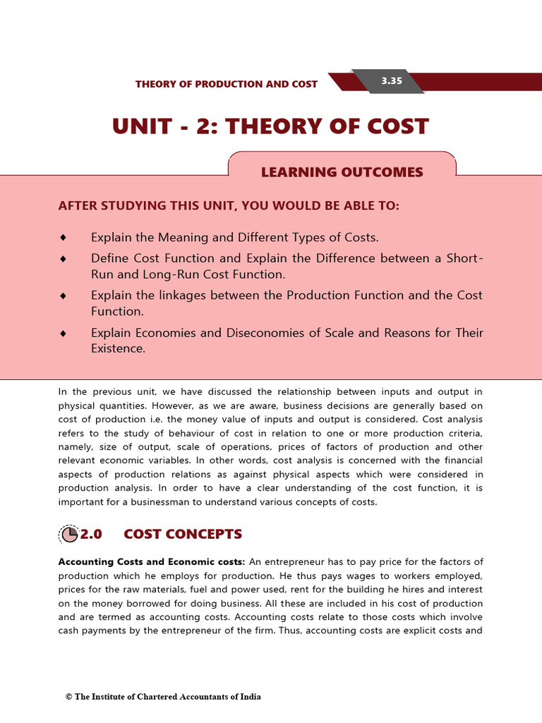 Theory of Cost - Unlocked | PDF | Average Cost | Marginal Cost