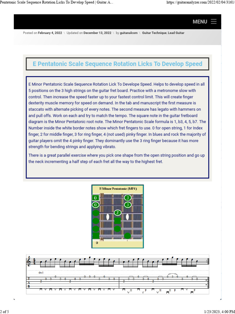 Pentatonic Scale Rotation Licks To Develop Speed (Guitar Analyzer SW ...