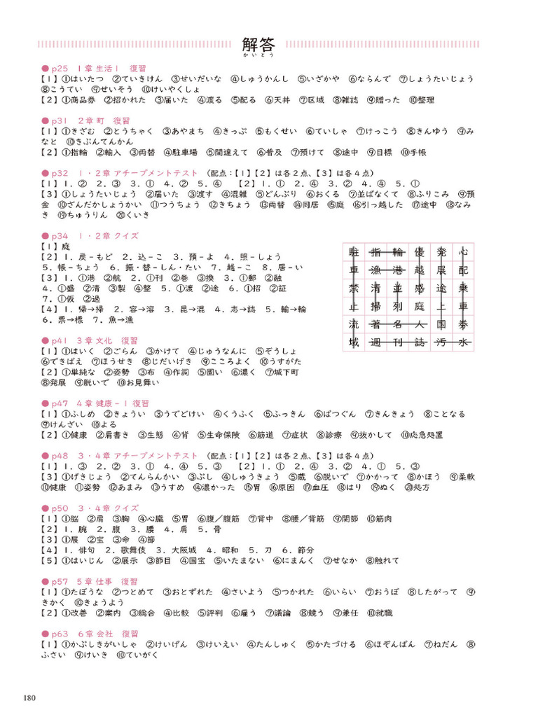 KANJI Master N2, Exercnswers - 漢字マスターN2 改訂版 | PDF