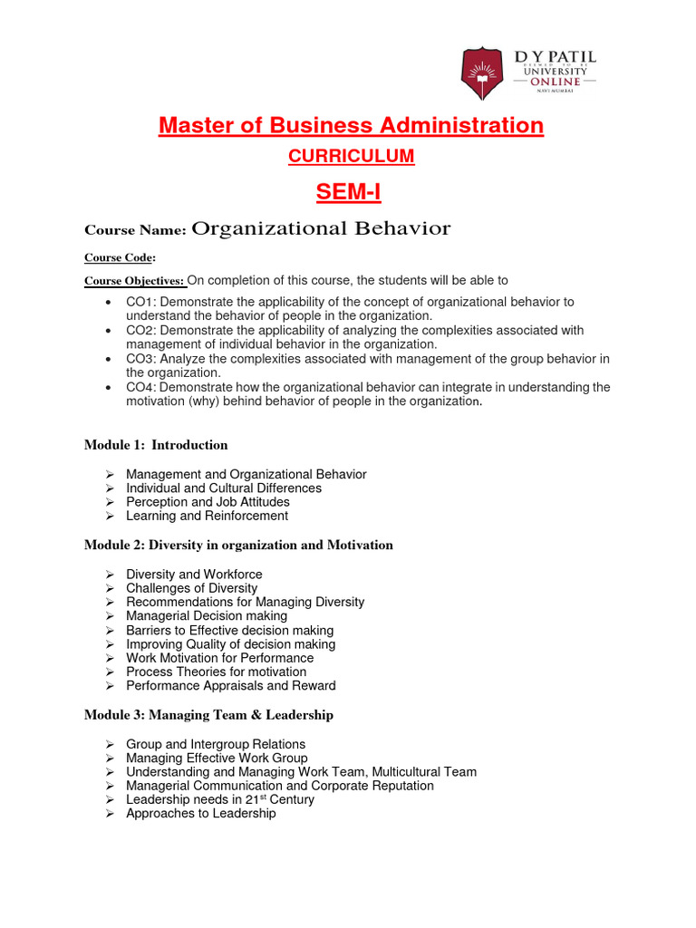 MBA Syllabus | PDF | Strategic Management | Marketing