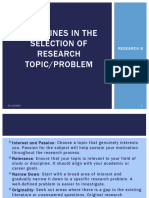 Guidelines in The Selection of Research Topic