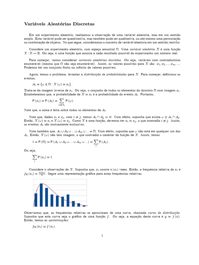 Variáveis Aleatórias Discretas e Distribuições | PDF | Variável ...