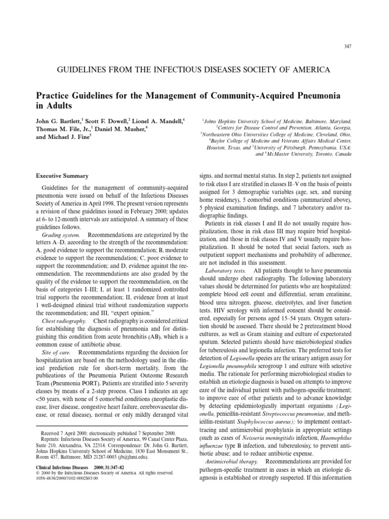 Cap Guideline PDF Pneumonia Infection