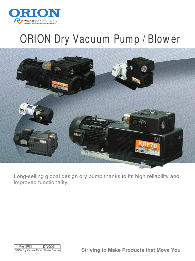 Orion Kikai Dry Vacuum Pumps PDF Pump Pressure Measurement