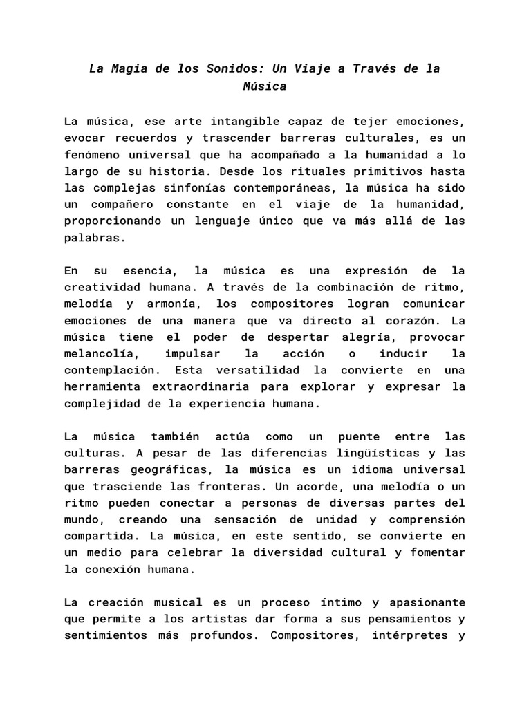 La Magia de Los Sonidos - Un Viaje A Través de La Música | PDF | Ritmo ...