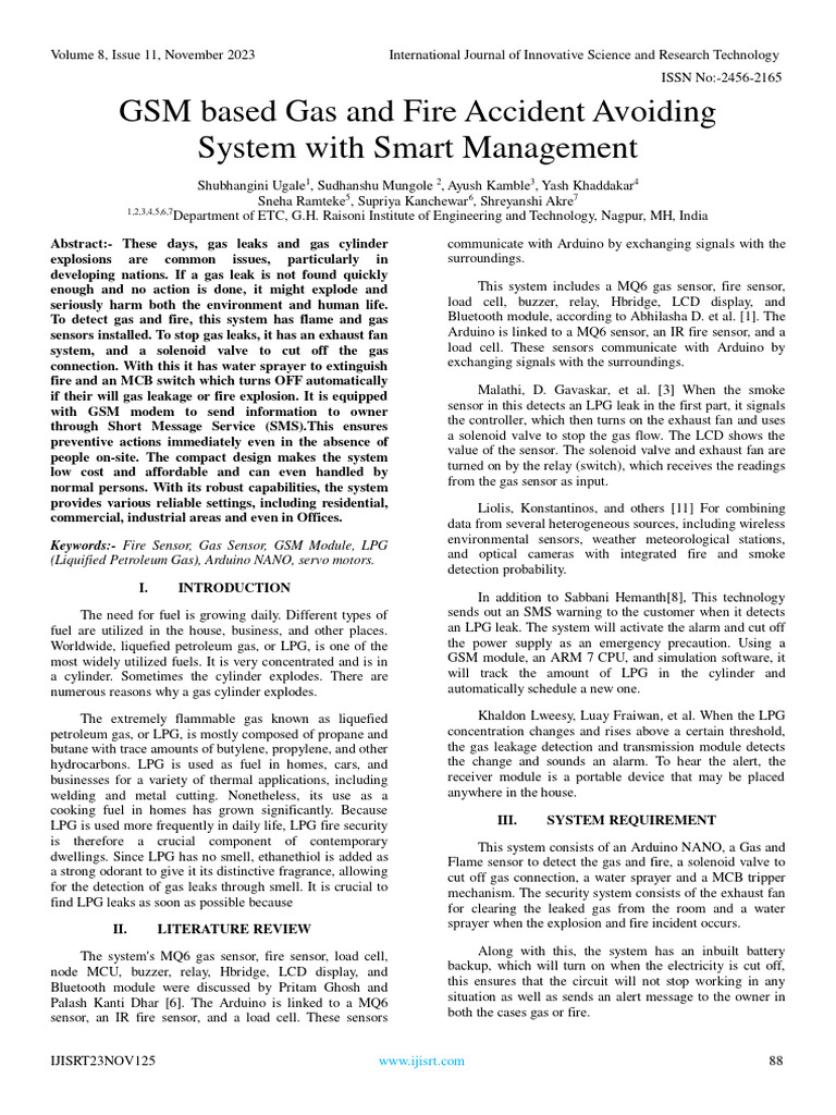 GSM based Gas and Fire Accident Avoiding System with Smart Management