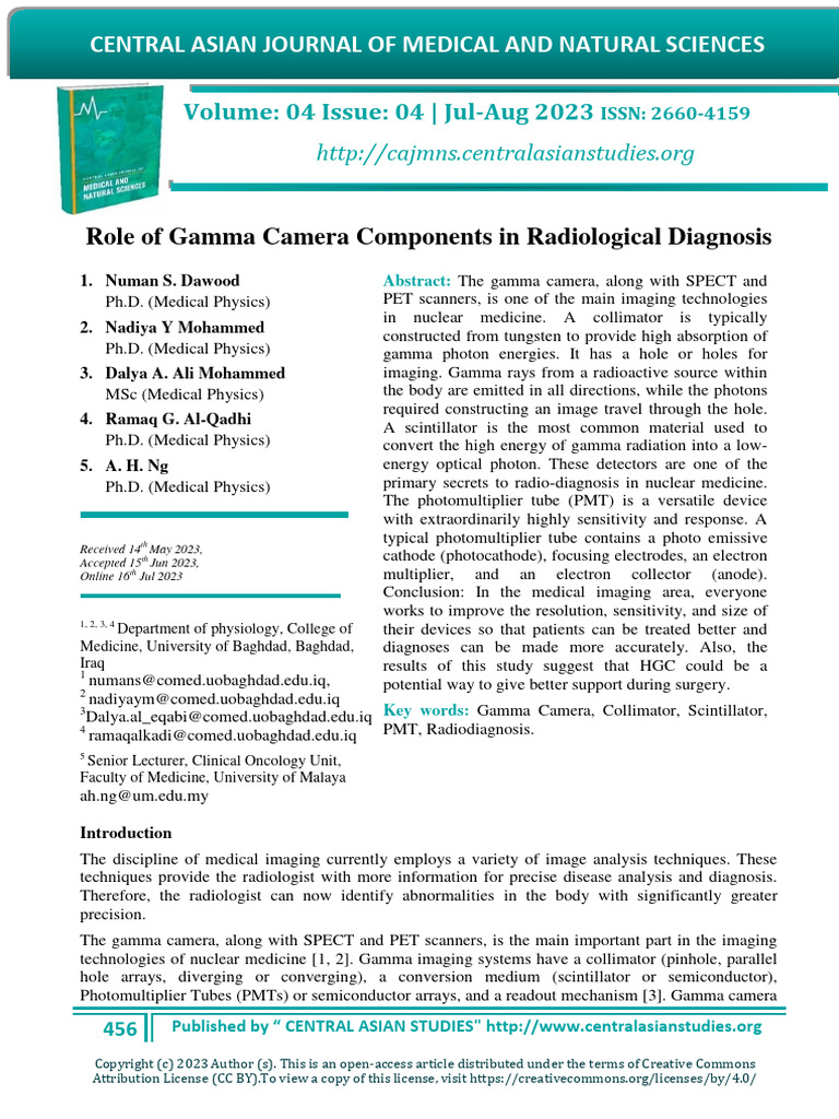 Role of Gamma Camera Components in Radiological Diagnosis | PDF ...