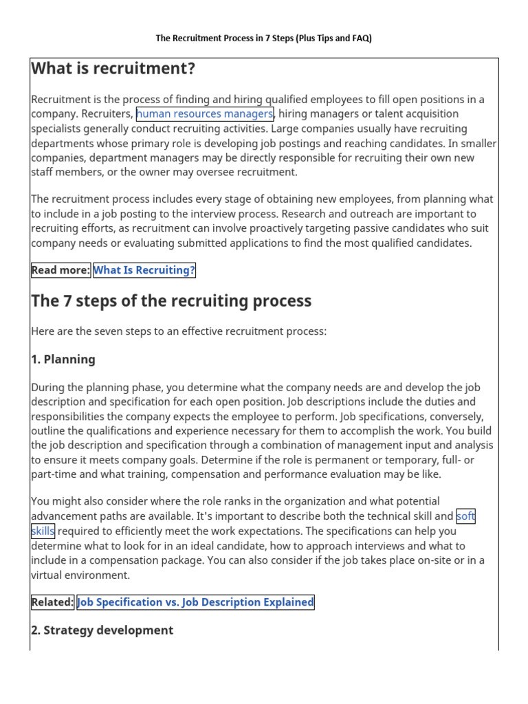 7 Steps of the Recruitment Process | PDF | Recruitment | Employee Retention