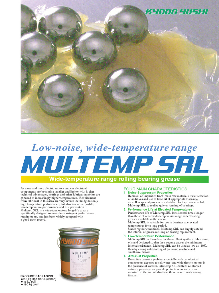 Multemp SRL2-spec | PDF | Bearing (Mechanical) | Lubricant