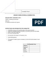 English L1 Paper 1 Specimen Paper and Mark Scheme
