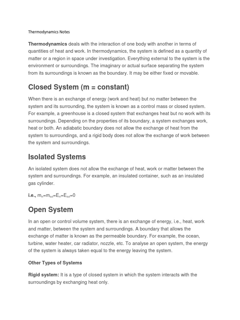 Thermodynamics Notes PDF Heat Thermodynamics