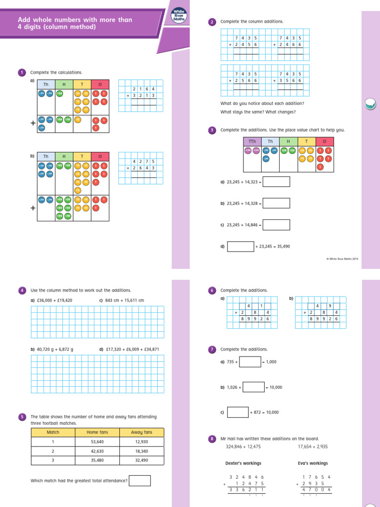 Adding Large Whole Numbers: Column Method | PDF | Mathematics
