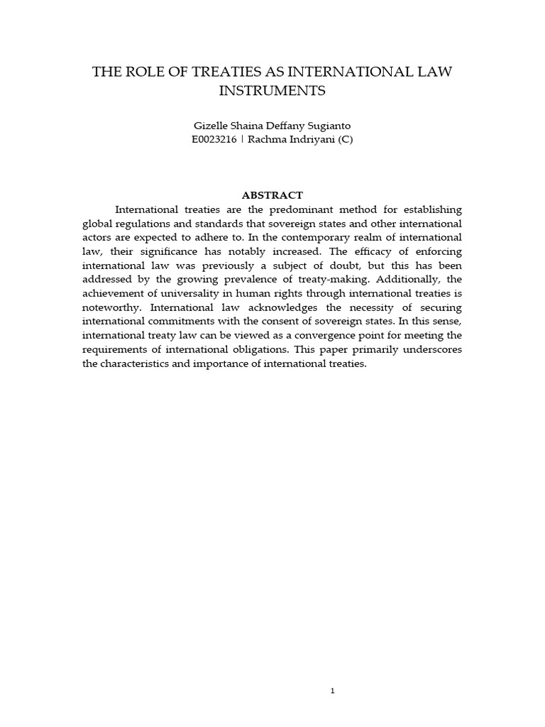 The Role Of Treaties Download Free Pdf Treaty International Law
