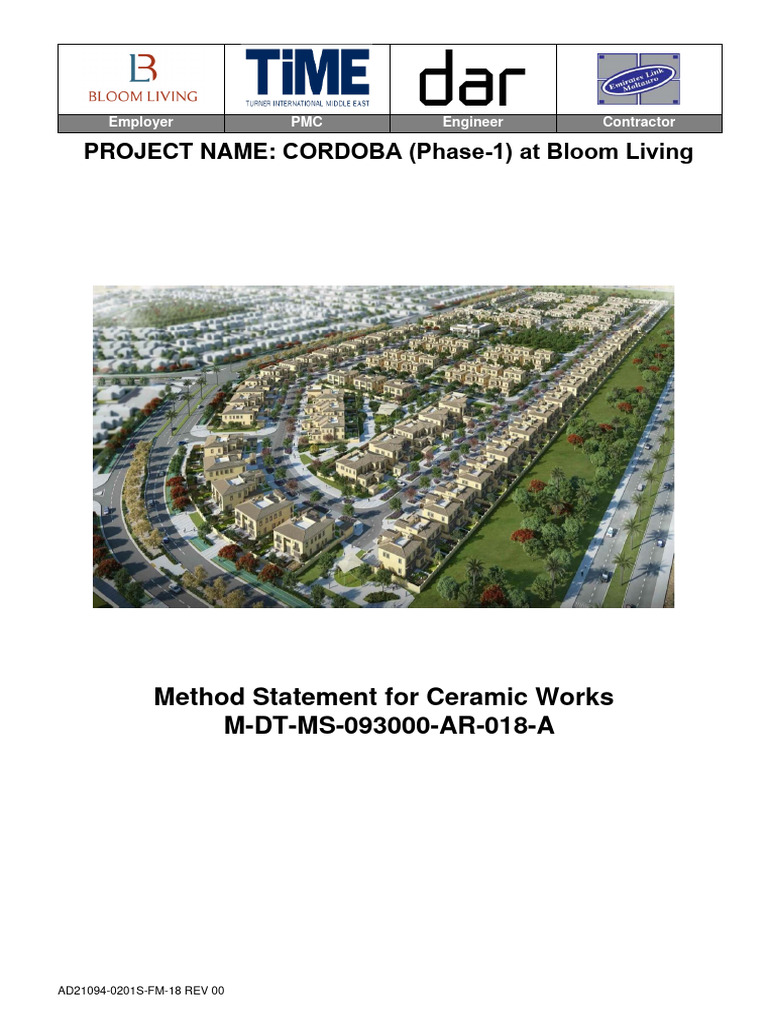 Method Statement For Ceramic Works | PDF | Tile | Concrete