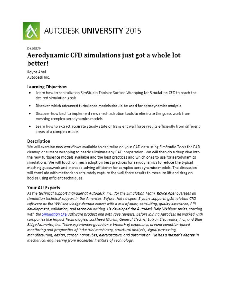 Advancements in Workflows When Using Autodesk CFD For Aerodynamics ...