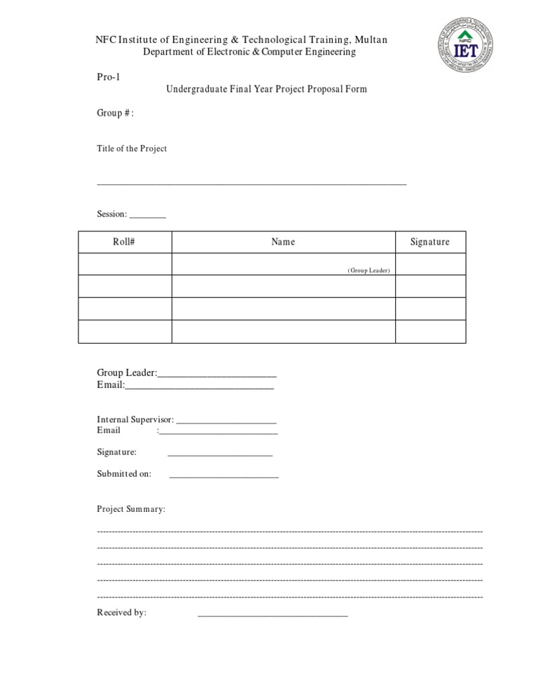 FYP Proposal Form for Engineering Students | PDF