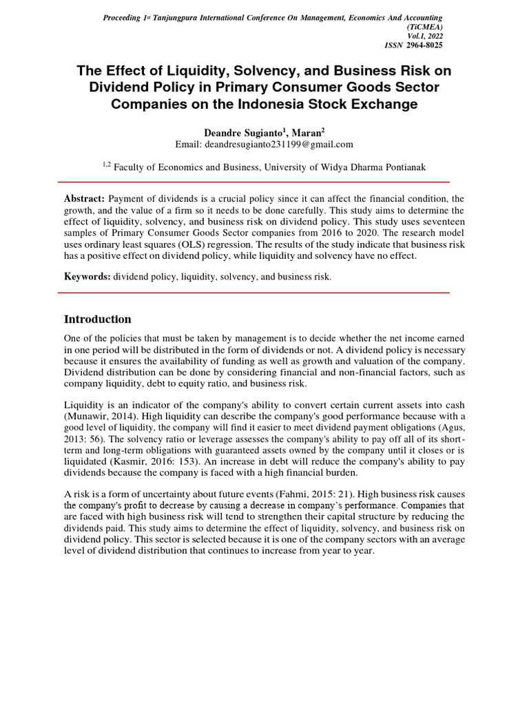 Impact of Liquidity on Dividend Policy | PDF | Dividend | Retained Earnings