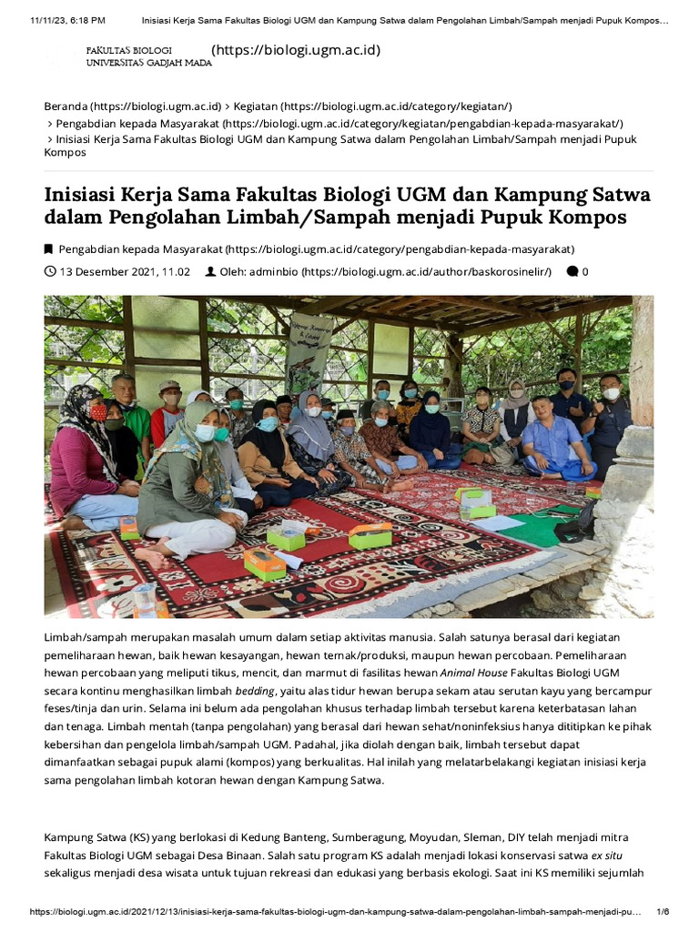 Inisiasi Kerja Sama Fakultas Biologi Ugm Dan Kampung Satwa Dalam