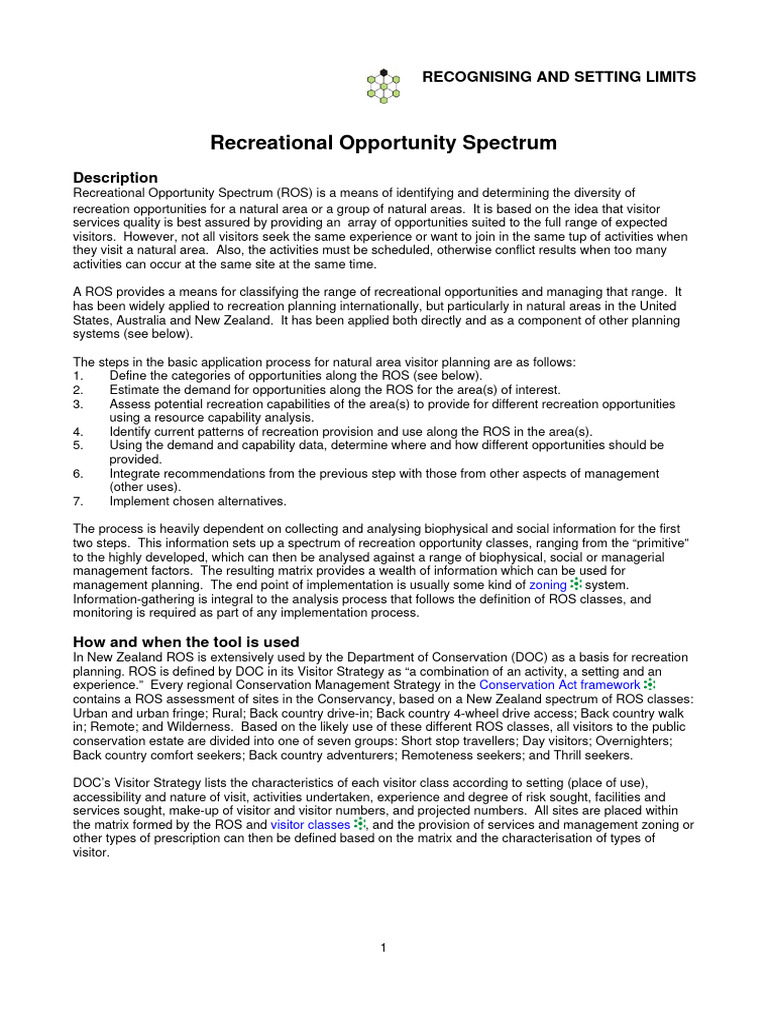 Understanding the Recreation Opportunity Spectrum | PDF | Evaluation ...