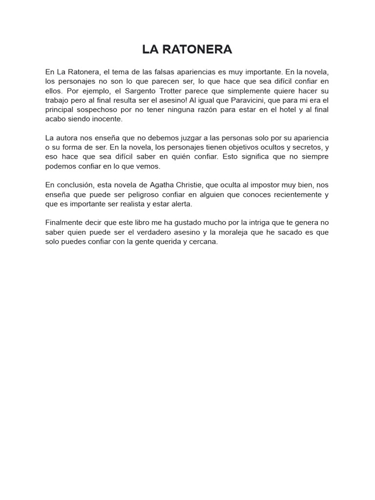 La Ratonera: Intriga y Falsas Apariencias | PDF | Novela negra ...