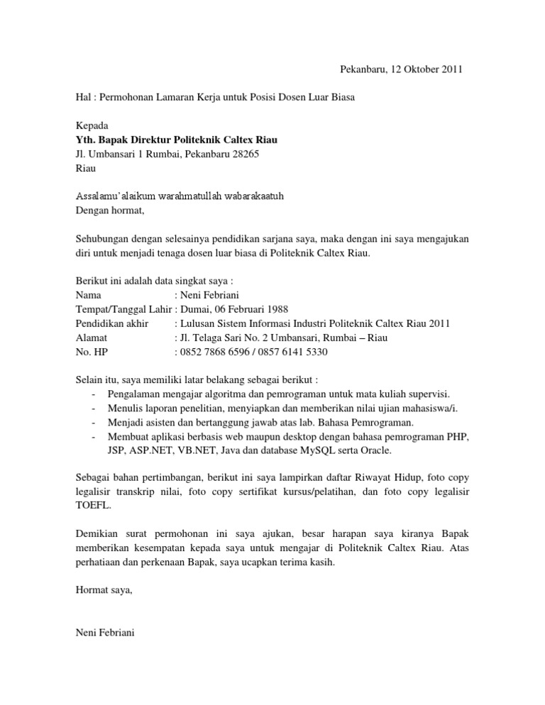Lamaran Dosen Pdf