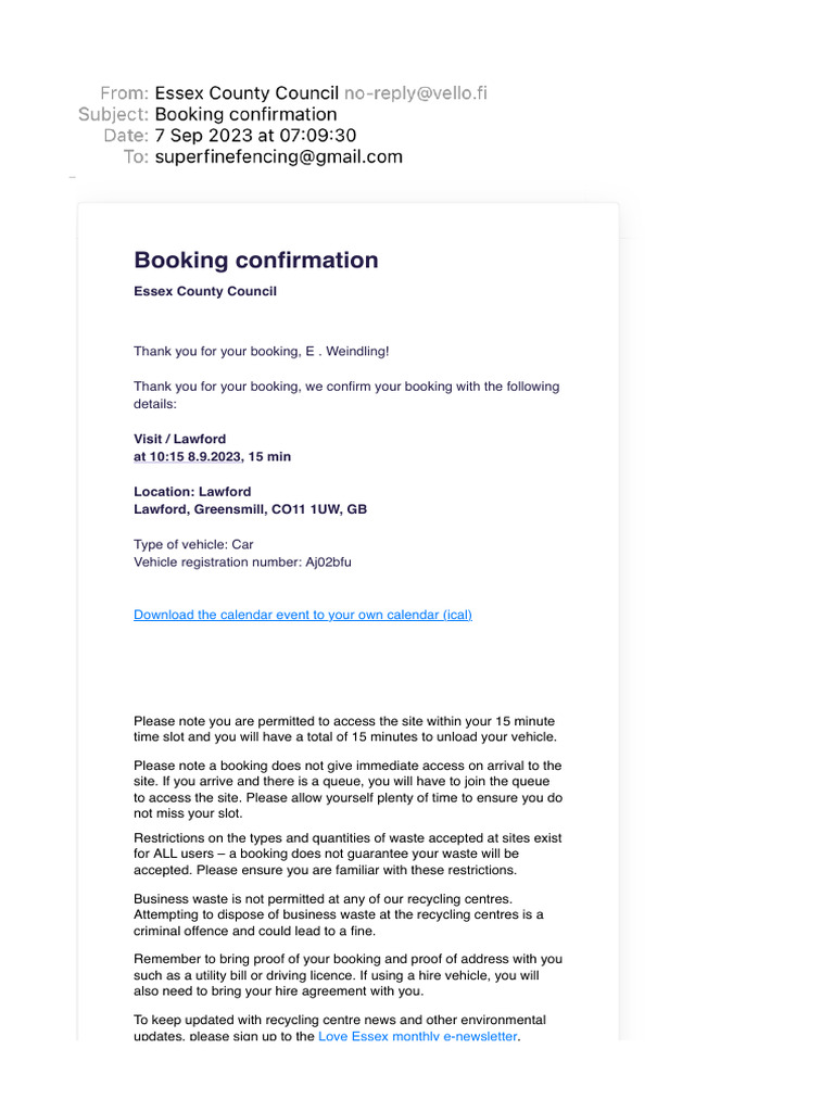 Booking Confirmation | PDF