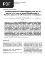 Download Research Paper on Prevalence of Typhoid Fever by salmanitrat SN68373816 doc pdf