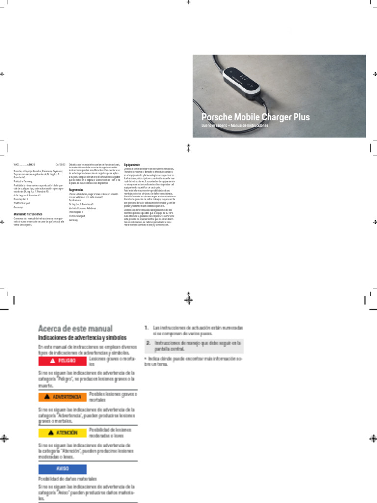 Porsche Mobile Charger Plus Manual de Instrucciones PDF Cargador