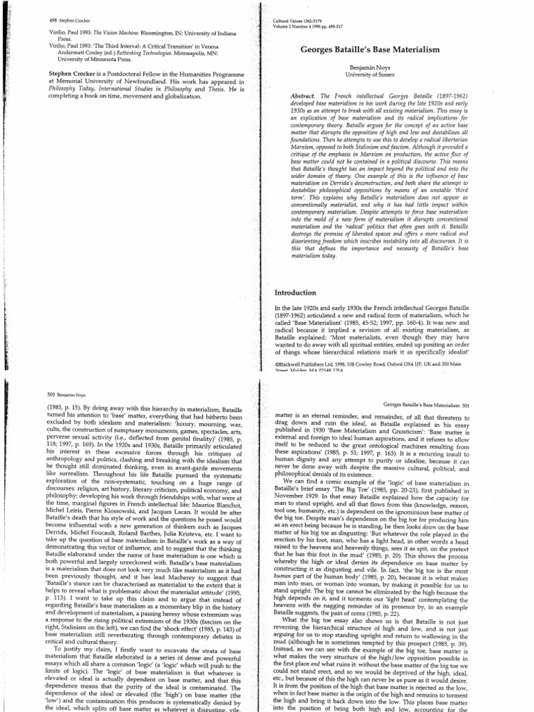 Georges Batailles Base Materialism | PDF