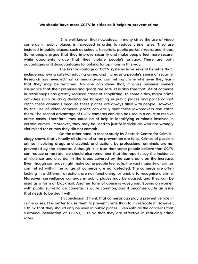 Benefits and Risks of CCTV in Cities | PDF | Closed Circuit Television ...
