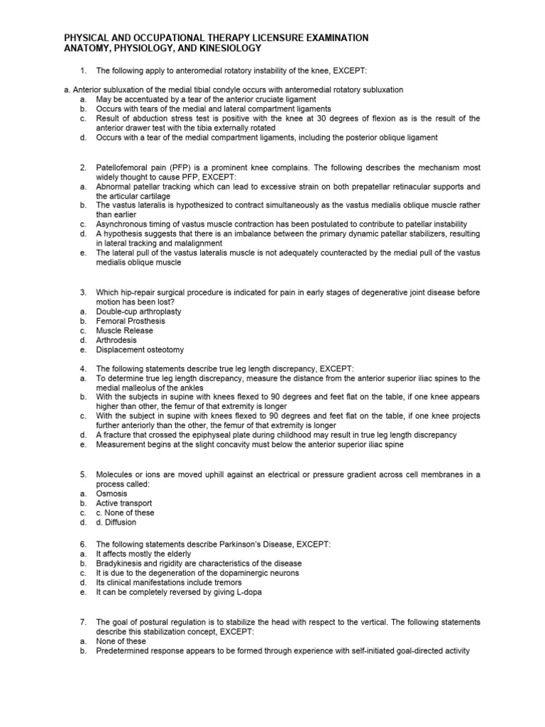 Apk Mock Boards Practice Questions Set A No Answer Pdf Knee