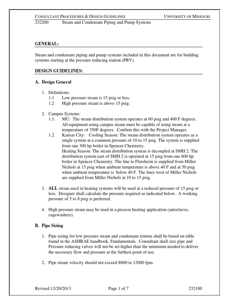 Steam and Condensate System Guidelines | PDF | Pipe (Fluid Conveyance ...