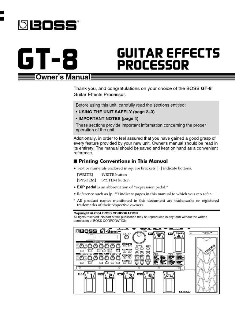 Boss gt8 PDF Ac Power Plugs And Sockets Power Supply
